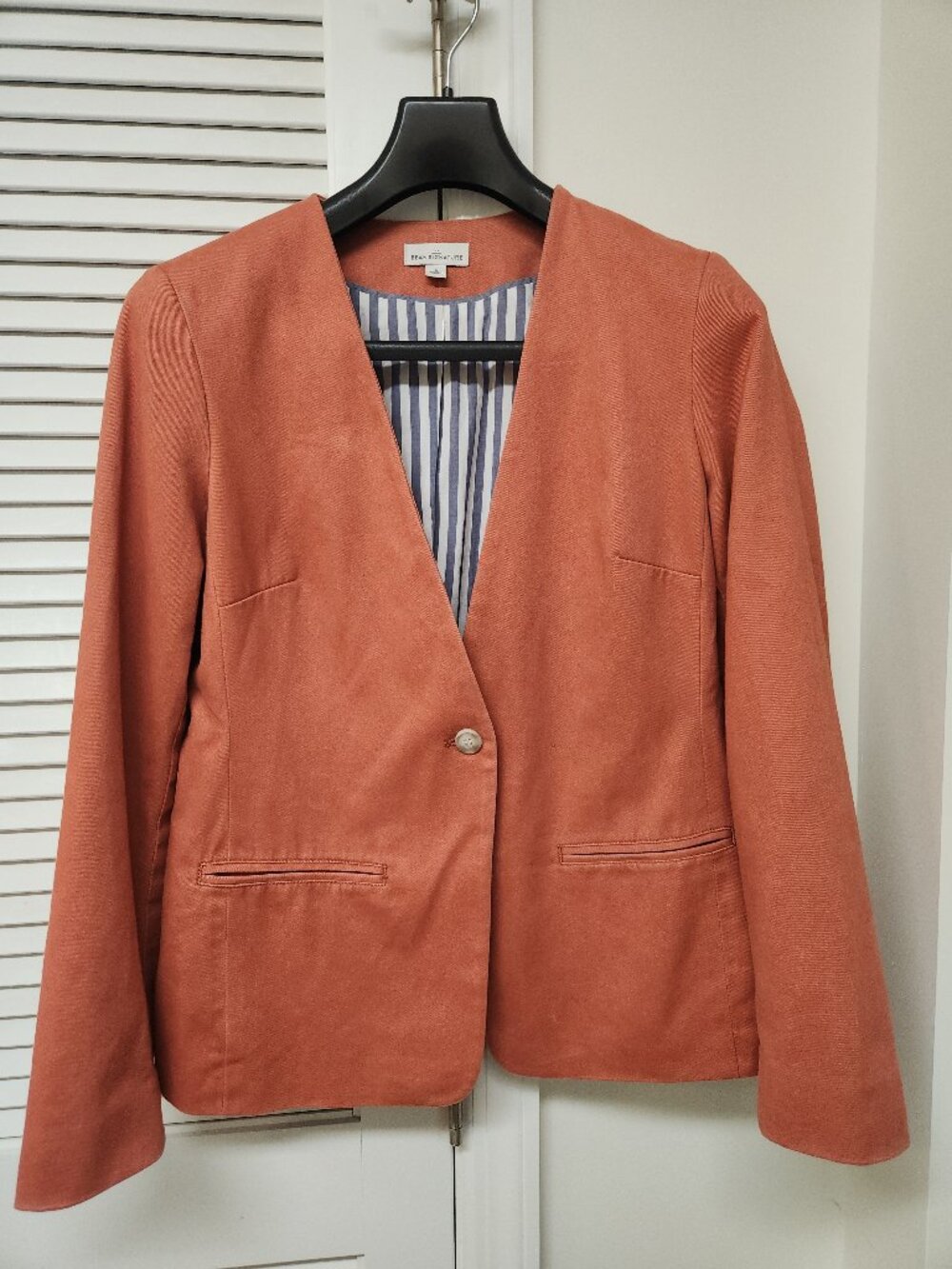 LL Bean Blazer Womens Size 8 Jacket Academia Preppy Salmon Yacht Club